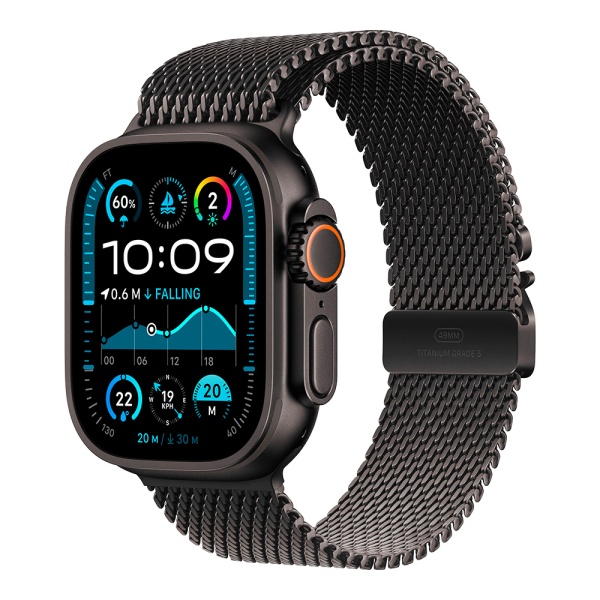 Apple Watch Ultra 2 (2024) 49mm Black Titanium Case with Black Titanium Milanese Loop