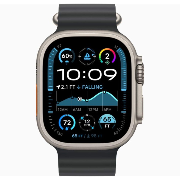 Apple Watch Ultra 2 (2024) 49mm Natural Titanium Case with Ocean Band Black