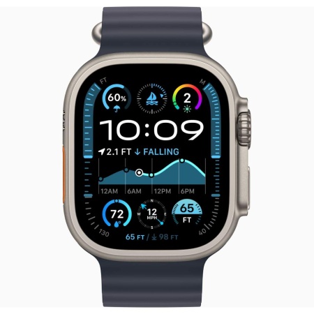 Apple Watch Ultra 2 (2024) 49mm Natural Titanium Case with Ocean Band Navy