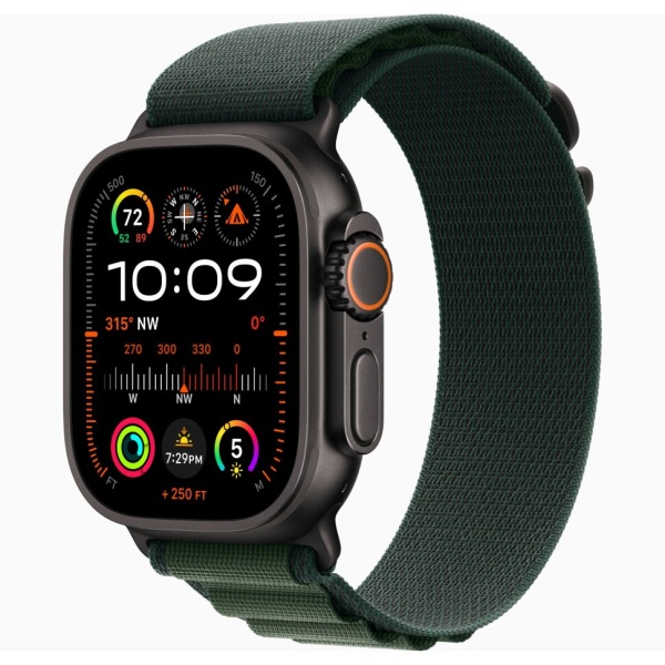 Apple Watch Ultra 2 (2024) 49mm Black Titanium Case with Alpine Loop Dark Green